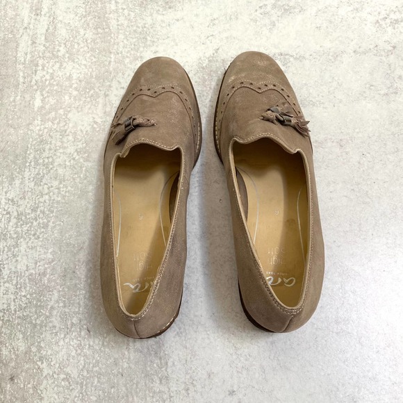 ARA Leather Pewter Shimmer Wingtip Loafers Size 8.5 - Picture 9 of 11